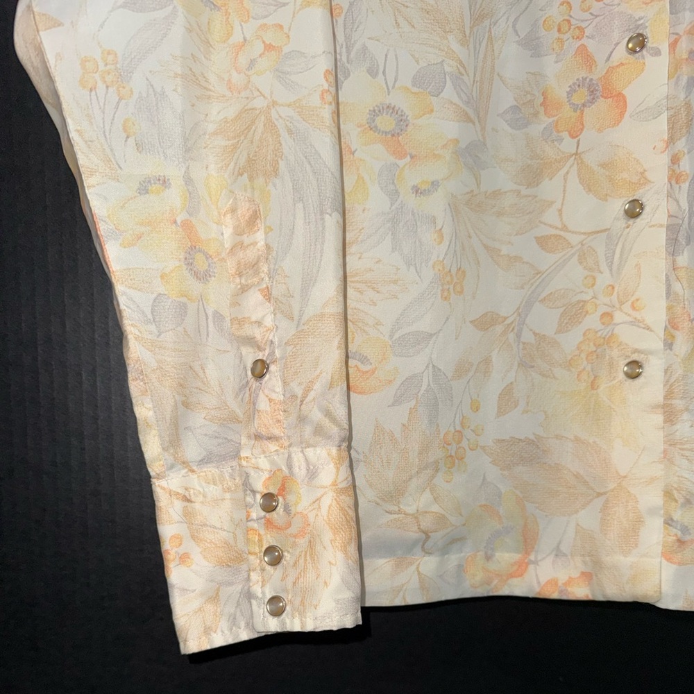 🎋VINTAGE Panhandle Slim Gorgeous Sunny Floral Western Snap Down Shirt - Picture 6 of 9
